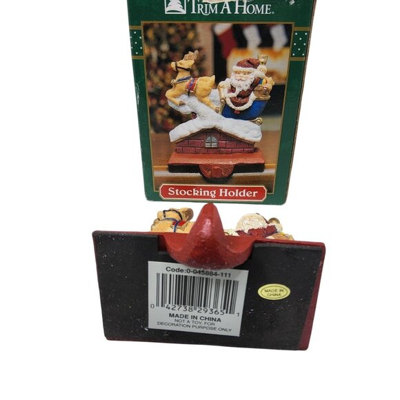 Vintage 1980s Trim A Home Santa and Reindeer Stocking Holder - Picture 6 of 6